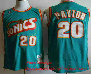 Men's Seattle Supersonics #20 Gary Payton 1995-96 Light Blue Hardwood Classics Soul Swingman Throwback Jersey