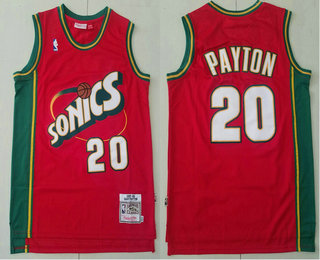 Men's Seattle Supersonics #20 Gary Payton 1997-98 Red Hardwood Classics Soul Swingman Throwback Jersey