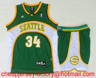 Men's Seattle Supersonics #34 Ray Allen Green Swingman Jersey With Shorts