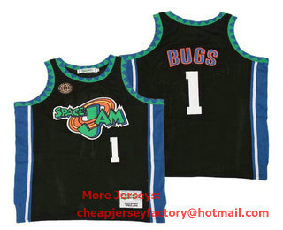 Men's Space Jam #1 Bugs Bunny Black Soul Swingman Basketball Jersey