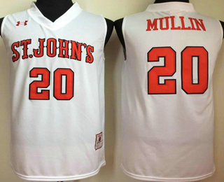 Men's St. John's University #20 Chris Mullin White College Basketball Jersey