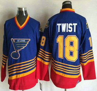 Men's St. Louis Blues #18 Tony Twist 1995-96 Blue CCM Vintage Throwback Jersey