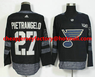 Men's St. Louis Blues #27 Alex Pietrangelo Black 100th Anniversary Stitched NHL 2017 Hockey Jersey
