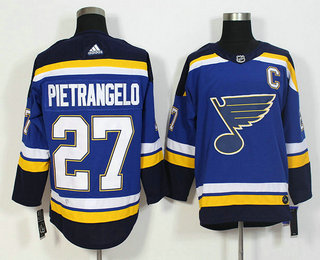 Men's St. Louis Blues #27 Alex Pietrangelo Blue With C Patch 2017-2018 Hockey Stitched NHL Jersey