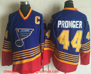 Men's St. Louis Blues #44 Chris Pronger 1995-96 Blue CCM Throwback Stitched Vintage Hockey Jersey
