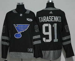 Men's St. Louis Blues #91 Vladimir Tarasenko Black 100th Anniversary Stitched NHL 2017 Hockey Jersey