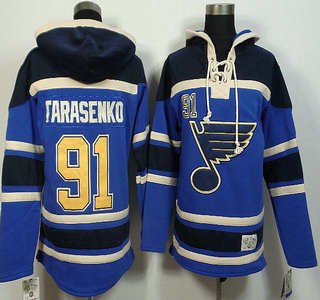 Men's St. Louis Blues #91 Vladimir Tarasenko Old Time Hockey Blue Hoody