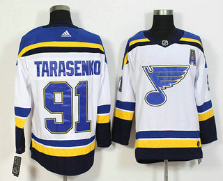 Men's St. Louis Blues #91 Vladimir Tarasenko White Witch A Patch 2017-2018 Hockey Stitched NHL Jersey