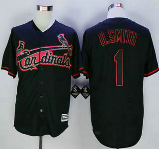 Men's St. Louis Cardinals #1 Ozzie Smith 2016 Black Fashionable Cool Base Jersey