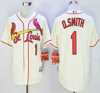 Men's St. Louis Cardinals #1 Ozzie Smith Cream Cool Base Jersey