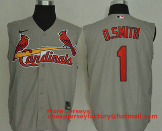 Men's St. Louis Cardinals #1 Ozzie Smith Gray 2020 Cool and Refreshing Sleeveless Fan Stitched MLB Nike Jersey