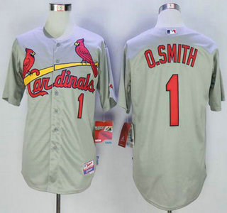 Men's St. Louis Cardinals #1 Ozzie Smith Grey Cool Base Jersey