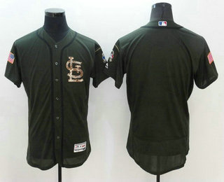 Men's St. Louis Cardinals Blank Green Salute to Service 2016 Flexbase Baseball Jersey