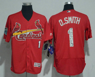 Men's St. Louis Cardinals #1 Ozzie Smith Retired Red 2017 Spring Training Stitched MLB Flex Base Jersey