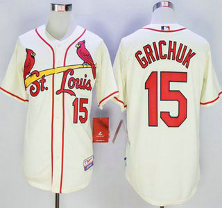 Men's St. Louis Cardinals #15 Randal Grichuk Cream Cool Base Jersey