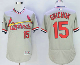 Men's St. Louis Cardinals #15 Randal Grichuk Retired Gray Pullover 2016 Flexbase Baseball Jersey