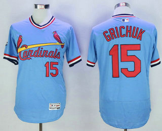 Men's St. Louis Cardinals #15 Randal Grichuk Retired Light Blue Pullover 2016 Flexbase Baseball Jersey