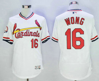 Men's St. Louis Cardinals #16 Kolten Wong White Pullover 2016 Flexbase Baseball Jersey