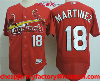 Men's St. Louis Cardinals #18 Carlos Martinez Red Alternate Flex Base Baseball Jersey