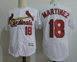 Men's St. Louis Cardinals #18 Carlos Martinez White Home Stitched MLB Flex Base Jersey