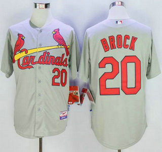Men's St. Louis Cardinals #20 Lou Brock Grey Cool Base Jersey