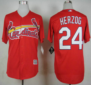 Men's St. Louis Cardinals #24 Whitey Herzog 2015 Red Jersey