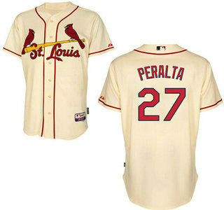 Men's St. Louis Cardinals #27 Jhonny Peralta Cream cool base Baseball jersey