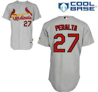 Men's St. Louis Cardinals #27 Jhonny Peralta Gray cool base Baseball jersey