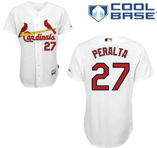 Men's St. Louis Cardinals #27 Jhonny Peralta White cool base Baseball jersey