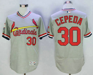 Men's St. Louis Cardinals #30 Orlando Cepeda Retired Gray Pullover 2016 Flexbase Baseball Jersey