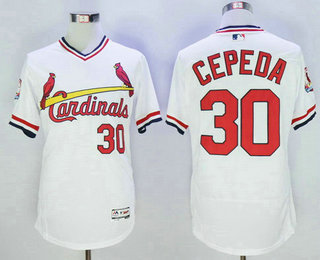 Men's St. Louis Cardinals #30 Orlando Cepeda Retired White Pullover 2016 Flexbase Baseball Jersey