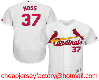 Men's St. Louis Cardinals #37 Brandon Moss White Home Stitched MLB Flex Base Jersey