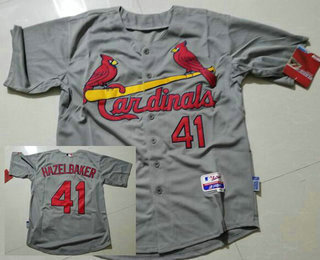 Men's St. Louis Cardinals #41 Jeremy Hazelbaker Gray Road Stitched Baseball Jersey