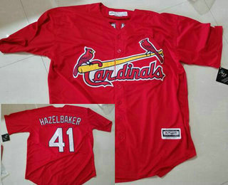 Men's St. Louis Cardinals #41 Jeremy Hazelbaker Red Stitched Baseball Jersey