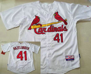 Men's St. Louis Cardinals #41 Jeremy Hazelbaker White Home Baseball Jersey