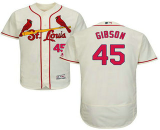 Men's St. Louis Cardinals #45 Bob Gibson Cream 2016 Flexbase Baseball Jersey