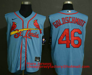 Men's St. Louis Cardinals #46 Paul Goldschmidt Light Blue 2020 Cool and Refreshing Sleeveless Fan Stitched MLB Nike Jersey