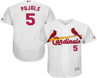 Men's St. Louis Cardinals #5 Albert Pujols White Home Stitched MLB Flex Base Jersey