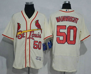 Men's St. Louis Cardinals #50 Adam Wainwright Cream 2016 Flexbase Baseball Jersey