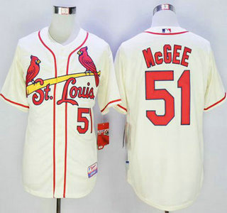 Men's St. Louis Cardinals #51 Willie McGee Cream Cool Base Jersey
