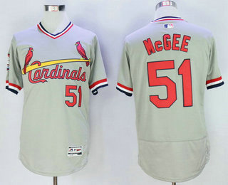 Men's St. Louis Cardinals #51 Willie McGee Retired Gray Pullover 2016 Flexbase Baseball Jersey