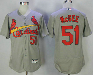 Men's St. Louis Cardinals #51 Willie McGee Retired Gray Road Stitched MLB Flex Base Jersey