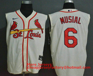 Men's St. Louis Cardinals #6 Stan Musial Cream 2020 Cool and Refreshing Sleeveless Fan Stitched MLB Nike Jersey