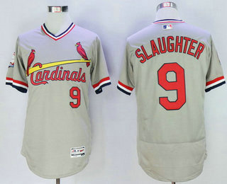 Men's St. Louis Cardinals #9 Enos Slaughter Retired Gray Pullover 2016 Flexbase Baseball Jersey