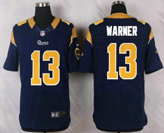 Men's Los Angeles Rams #13 Kurt Warner Navy Blue Team Color NFL Nike Elite Jersey