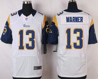 Men's Los Angeles Rams #13 Kurt Warner White Road NFL Nike Elite Jersey