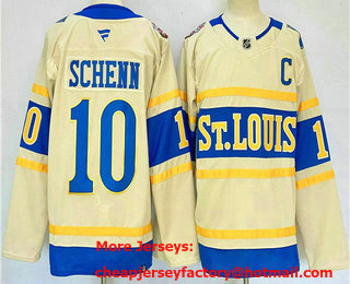Men's St Louis Blues #10 Brayden Schenn Cream 2024 Winter Classic Stitched Jersey