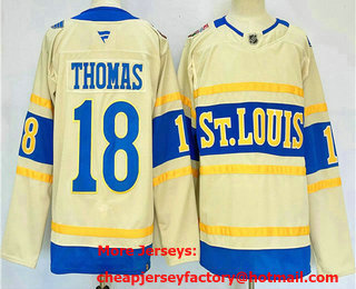 Men's St Louis Blues #18 Robert Thomas Cream 2024 Winter Classic Stitched Jersey