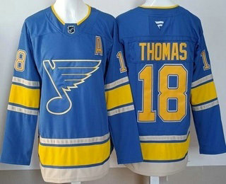 Men's St Louis Blues #18 Robert Thomas Light Blue Authentic Jersey