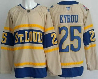 Men's St Louis Blues #25 Jordan Kyrou Cream 2025 Winter Classic Authentic Jersey